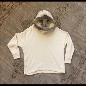 Aerie Cream Hoodie with Faux Fur Trim